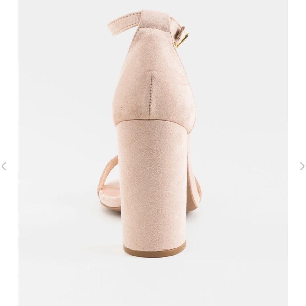 NIB Qupid Nude Suede PU Block Heel with Ankle Strap, Style Cashmere 01 - Sz 10 - Picture 5 of 10